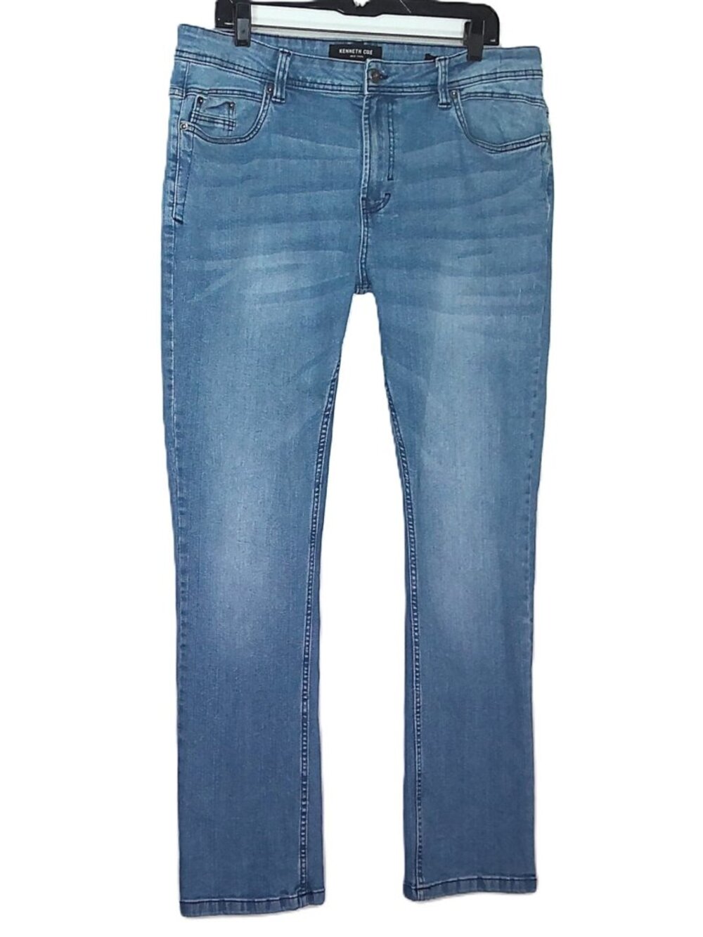 Kenneth Cole Men's Slim Fit Blue Jeans High / Mid Rise Medium Wash Denim 38 X 32